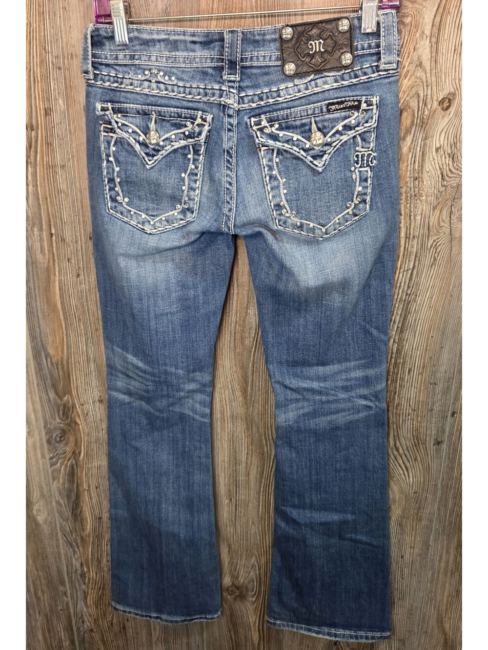 Miss Me Denim Blue Jeans Women Sz 27 (29x30) Boot JE5161B3R western rodeo Buckle